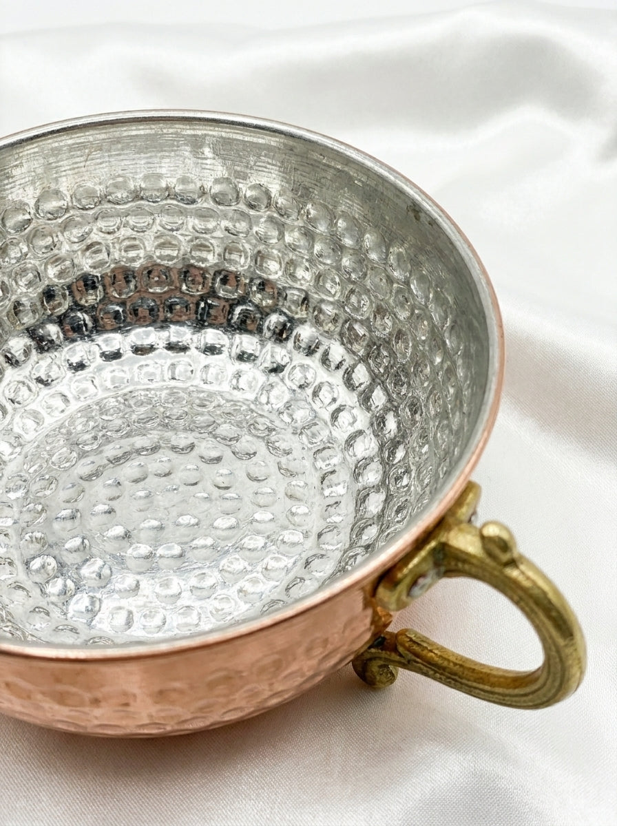 Ayran Maşrapası - Geniş Hazneli El Dövmesi Pirinç Kulplu