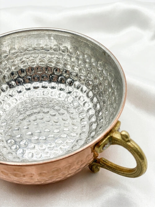 Ayran Maşrapası - Geniş Hazneli El Dövmesi Pirinç Kulplu