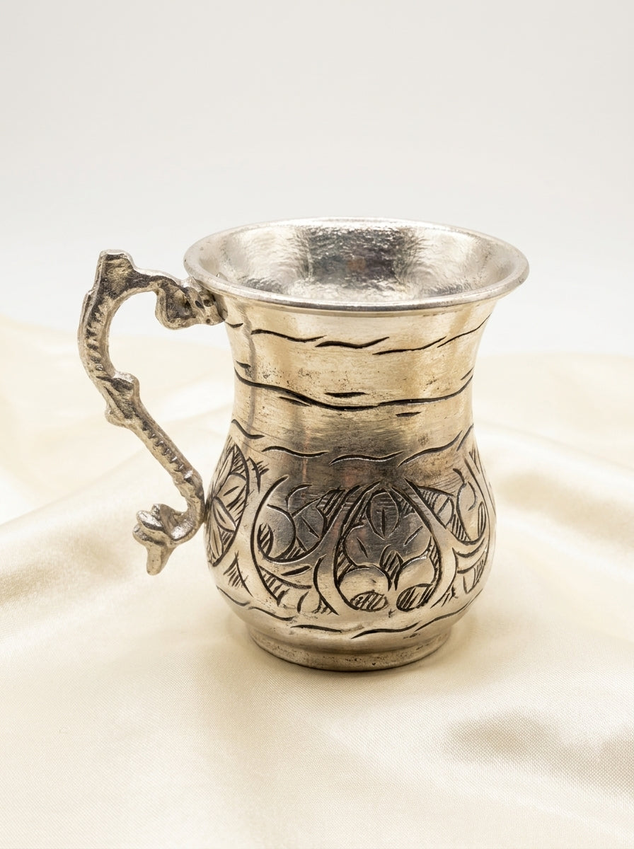 Ayran Maşrapası - İç Dış Kalaylı El İşlemeli Premium Pirinç Kulplu