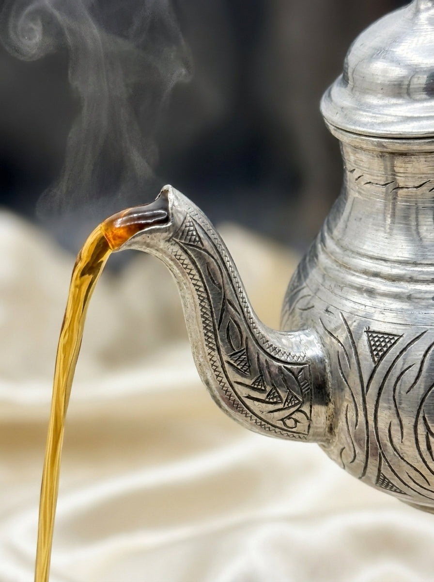 İşlemeli Bakır Çaydanlık - Lüks Seri (İç Dış Kalaylı)