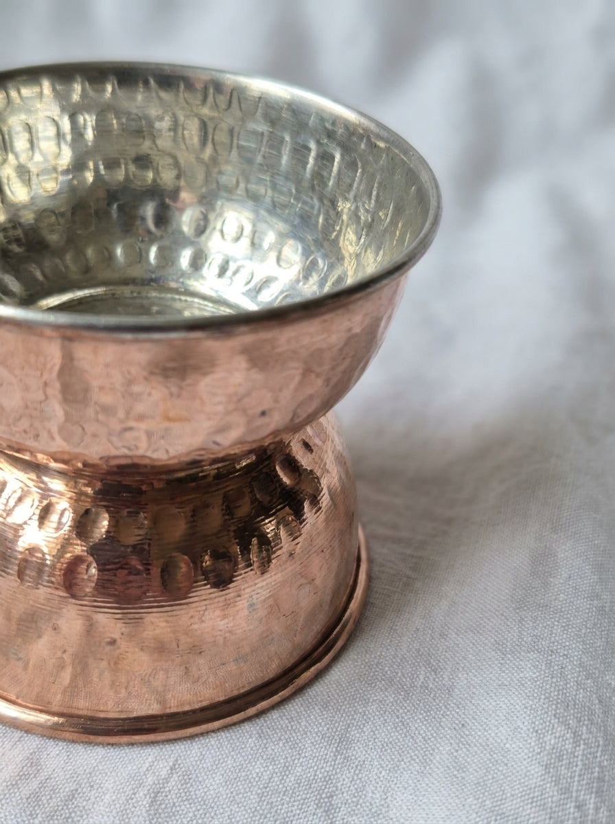 Bakır Fondu ve Sunum Isıtıcı Seti - El Dövmesi Kulpsuz Orta Boy