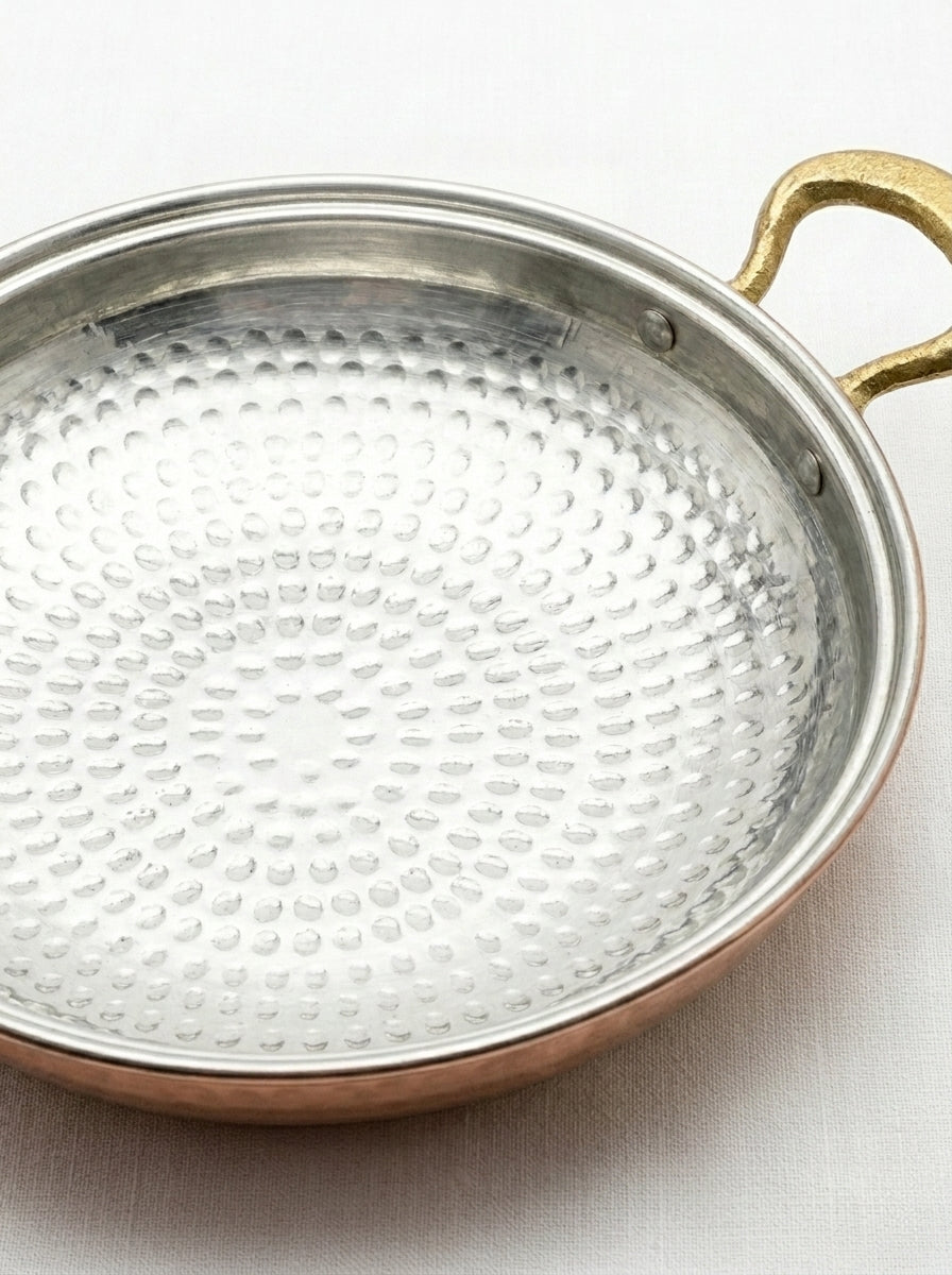 Bakır Tava - El Dövmesi Oval Pirinç Çift Kulplu